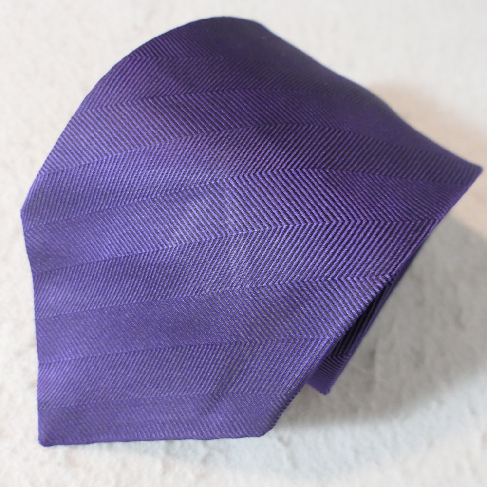 Wembley Mens Necktie OS 58" Purple Herringbone Formal Business Academia Dapper